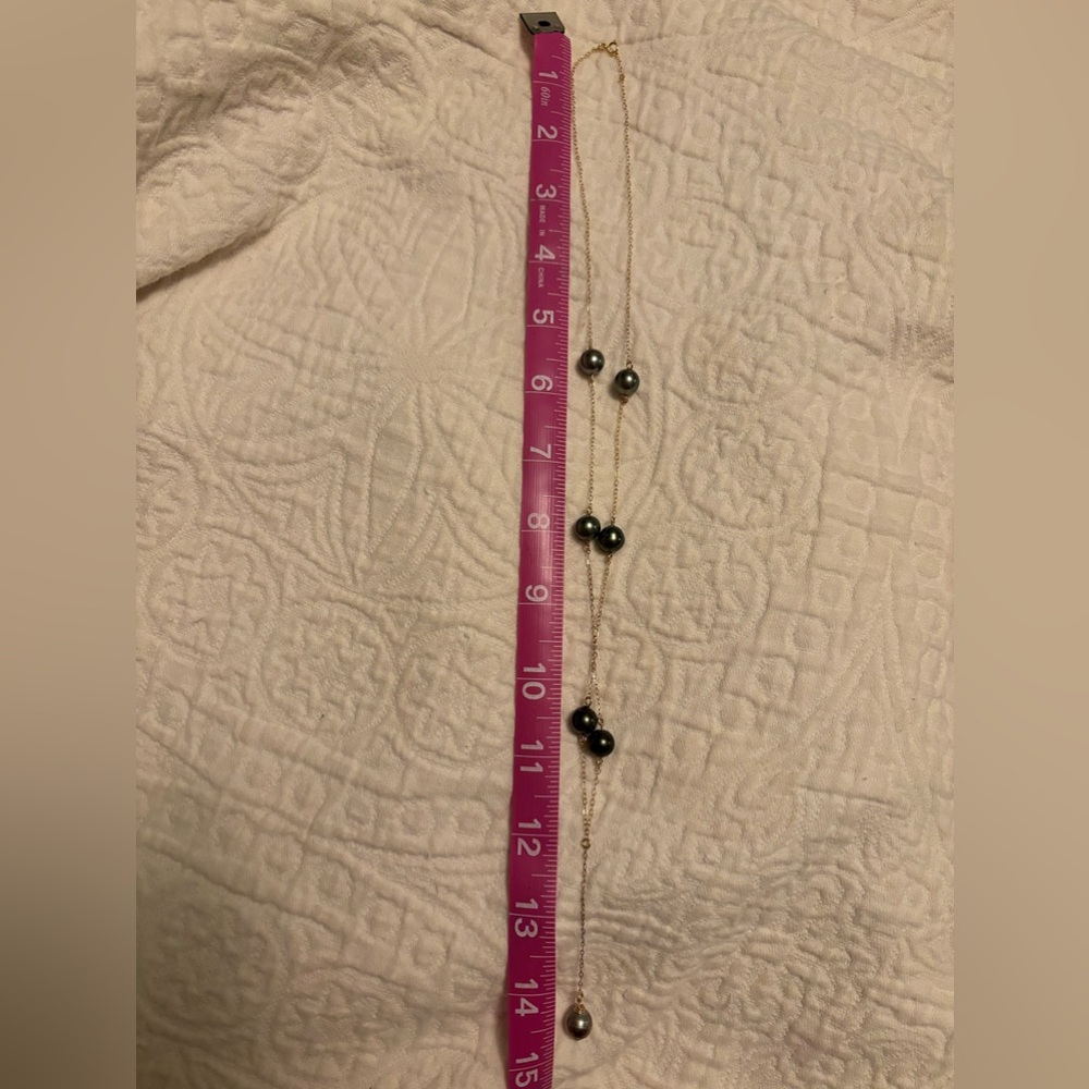 Tahitian pearl gold fill lariat necklace app. 15 in. long…app.5-6mm pearls - Picture 3 of 3